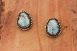 Genuine Golden Hill Turquoise Sterling Silver Post Earrings